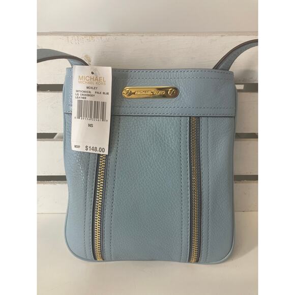 MICHAEL KORS NWT LIGHT BLUE PEBBLED LEATHER CROSSBODY BAG - Picture 2 of 14